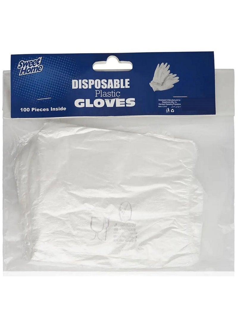 سويت هوم قفازات بلاستيكية للاستخدام مرة واحدة، 100 قطعة - Image 1